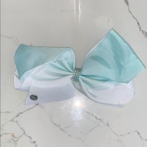 White and Turquoise Rhinestone Jojo Siwa Bow